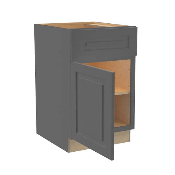 Home Decorators Collection Grayson Deep Onyx Painted Plywood Shaker Assembled Bath Cabinet Soft Close Left 21 in W x 21 in D x 34.5 in H