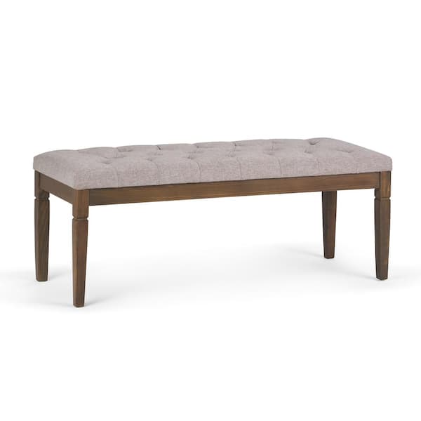 Simpli Home Waverly 48 in. Traditional Ottoman Bench in Cloud Grey Linen Look Fabric
