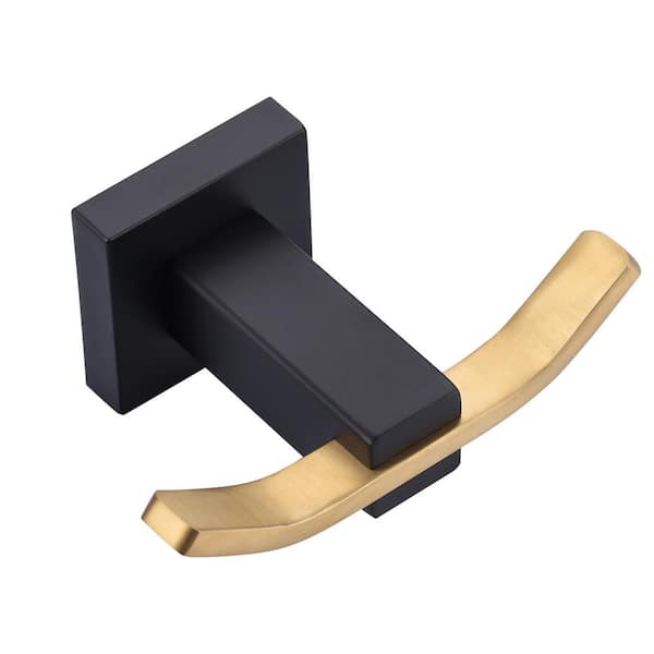 ALEASHA J-Hook Robe/Towel Hook in Gold and Black