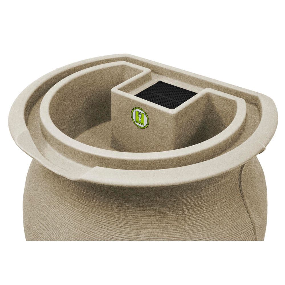 Sandstone Plastic Rain Barrel with Planter Top