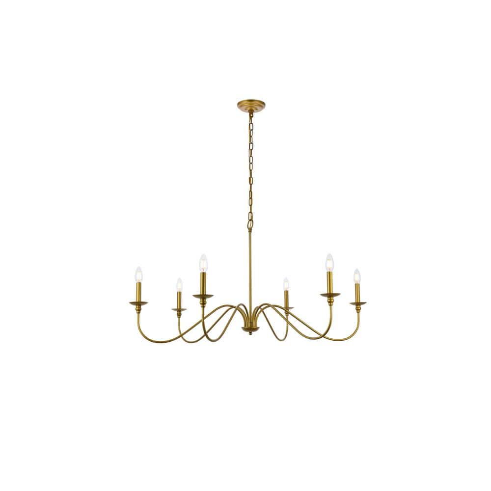 Timeless Home Roman 42 in. W x 22 in. H 6-Light Brass Pendant