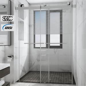 58 in. to 60 in. W x 76 in. H Sliding Frameless Shower Door in Brushed Nickel with Clear Glass
