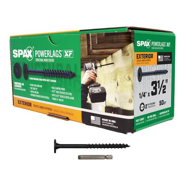 1/4 in. x 3-1/2 in. Black Powerlags XF Exterior T40 T-Star Pancake Head Structural Wood Lag Screws (50 pcs)