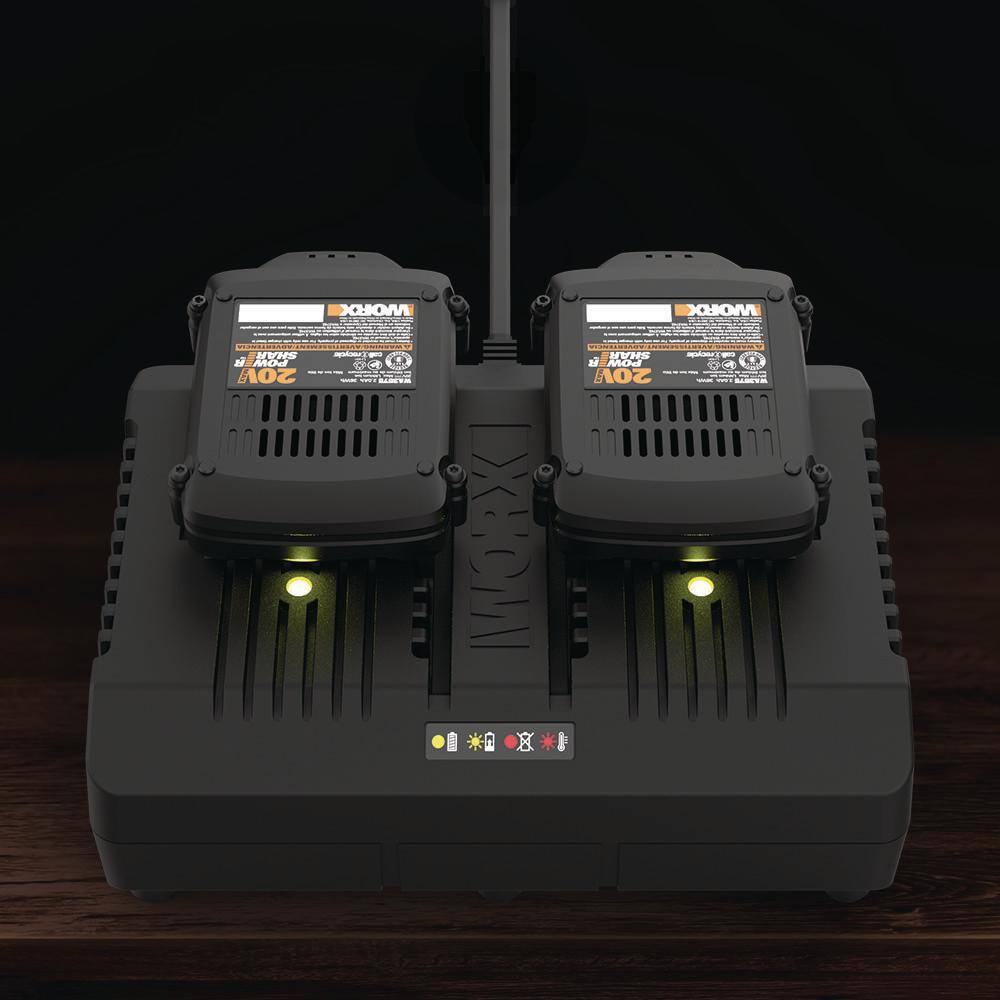 Worx WA3884 POWER SHARE 20-Volt Li-ion Power Share 1-Hour Dual Port Quick Charger POWER SHARE 20-Volt Li-ion Power Share 1-Hour Dual Port Quick Charger - 3