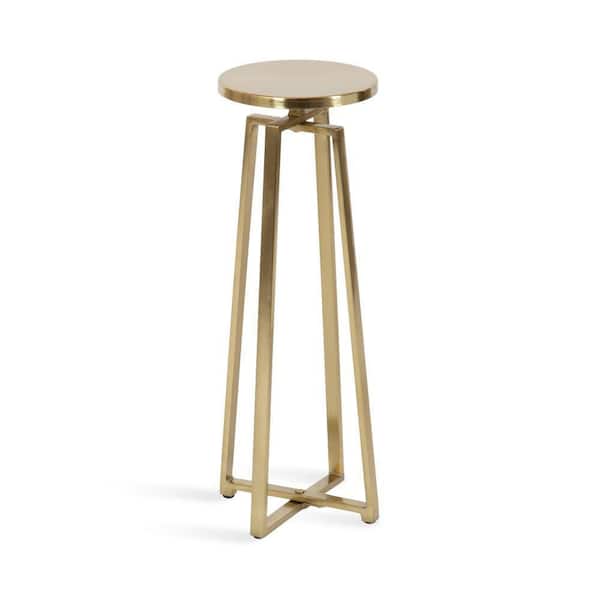 Zia 9 in. Gold Round Metal End Table