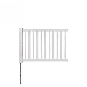 Sturbridge Vinyl Yard and Pool Fence w/Post and No Dig Steel Pipe Anchor Kit 4 ft. H x 6 ft. W