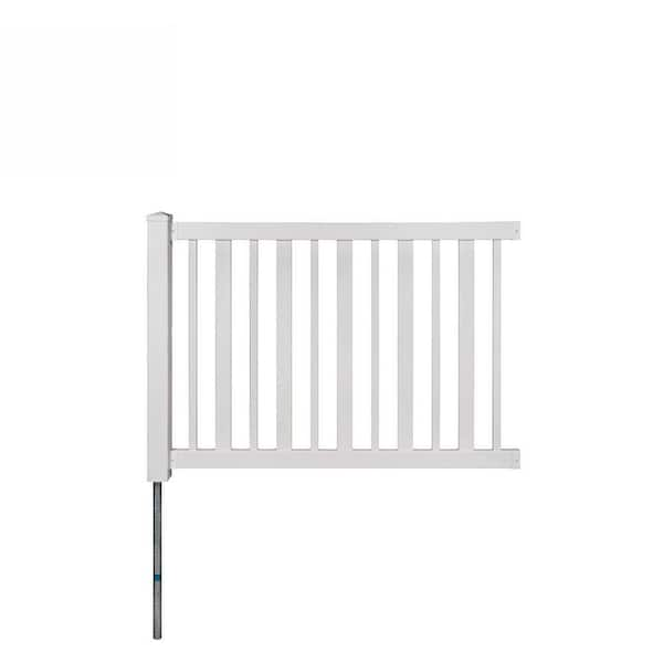 WamBam Fence Sturbridge Vinyl Yard and Pool Fence w/Post and No Dig Steel Pipe Anchor Kit 4 ft. H x 6 ft. W