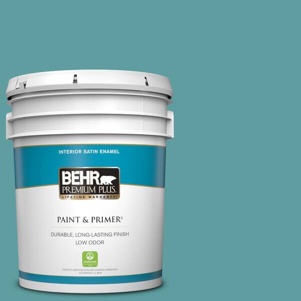 BEHR PREMIUM PLUS 5 gal. #PPU13-05 Bali Bliss Satin Enamel Low Odor Interior Paint & Primer