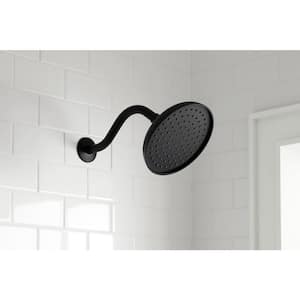 1-Spray Patterns with 1.8 GPM 7.4 in. Tub Wall Mount Single Fixed Shower Head in Matte Black