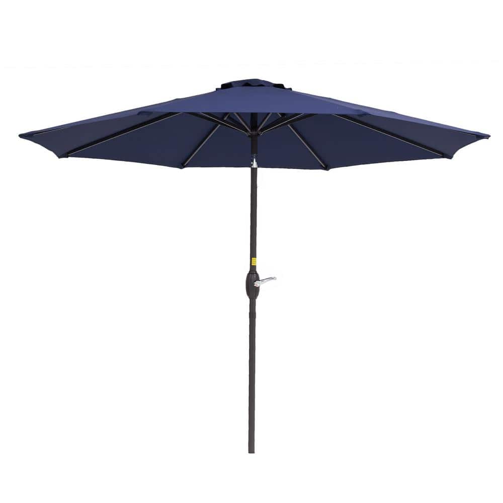 9 ft. Steel Dark Blue Outdoor Tiltable Patio Umbrella Market Umbrella With 