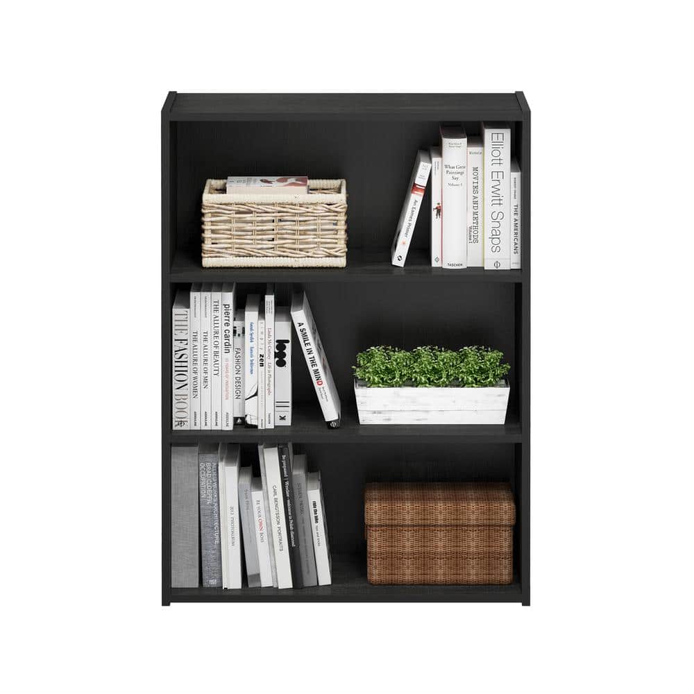 Kids' Heavy-Duty Black Wood 3-Tier Storage Cube Bookcase