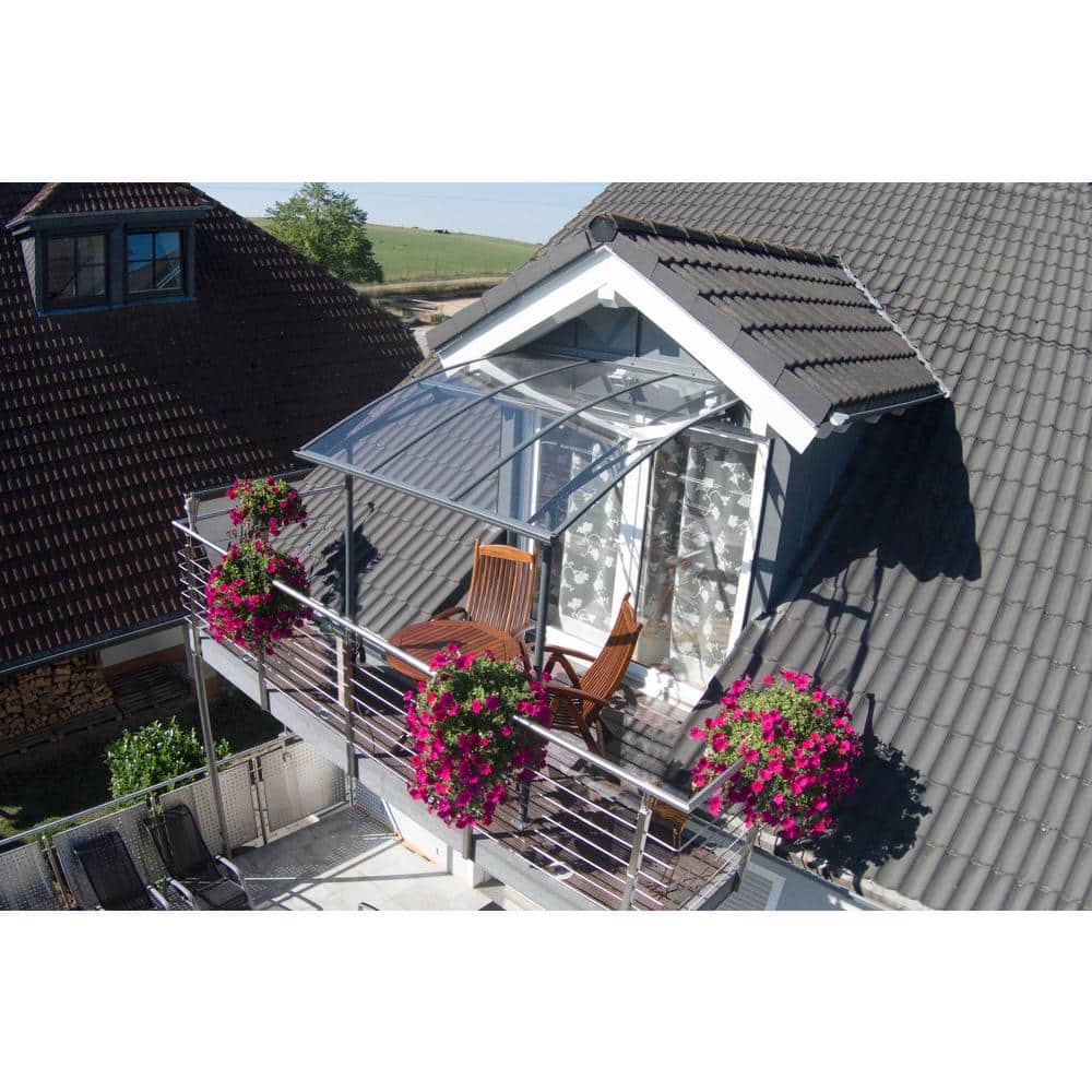Vega 7' x 7' Gray Acrylic and Steel Door Awning