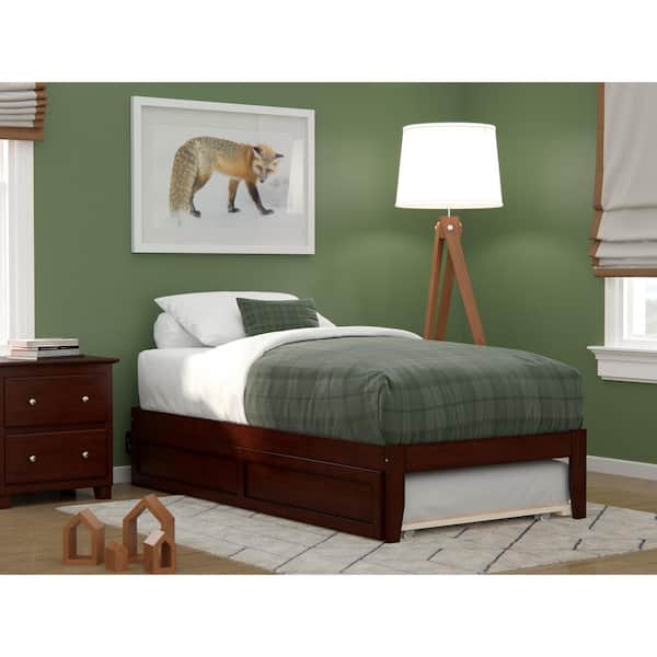 AFI Colorado Twin Bed with USB Turbo Charger and Twin Trundle in Walnut