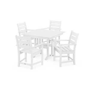 Grant Park White 5-Piece Plastic Arm Chair Dining Outdoor Patio Set