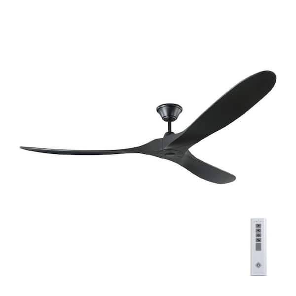 Generation Lighting Maverick Max 70 in. Modern Indoor/Outdoor Matte Black Ceiling Fan with Matte Black Blades and 6-Speed Remote Control