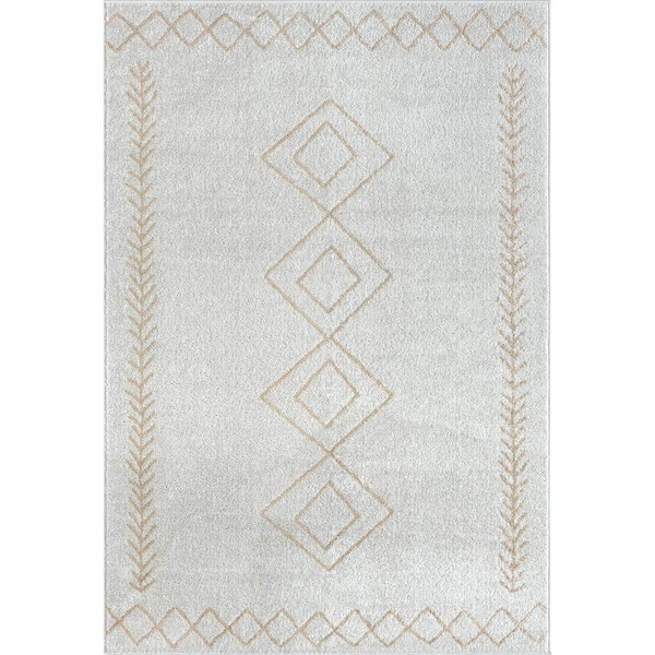 Unbranded Cana Cream 5 ft. x 7 ft. Diamond Transitional Casual Synthetic Area Rug