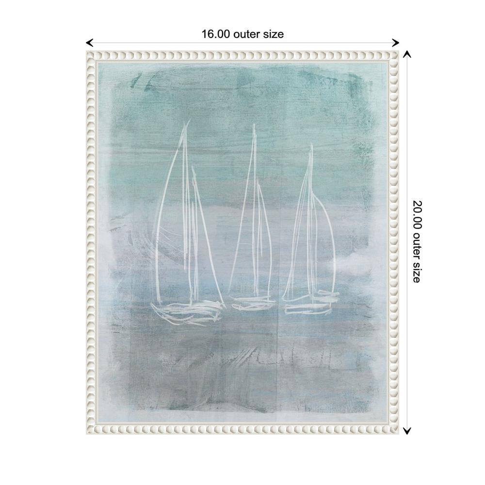 Nautical Beaded Framed Abstract Sailboat Canvas Art
