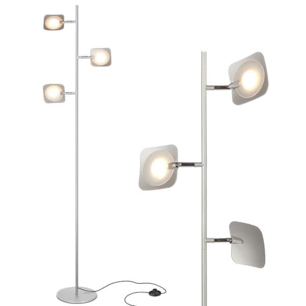Brightech Tree 60 in. Silver LED Floor Lamp with Dimmable and Adjustable  Panels AP-U89B-U1IV