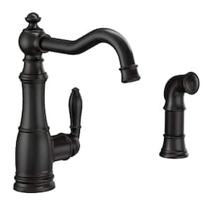 Weymouth Single-Handle Standard Kitchen Faucet with Side Sprayer in Matte Black