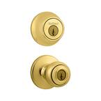 Polo Polished Brass Door Knob Combo Pack with Microban Antimicrobial Technology