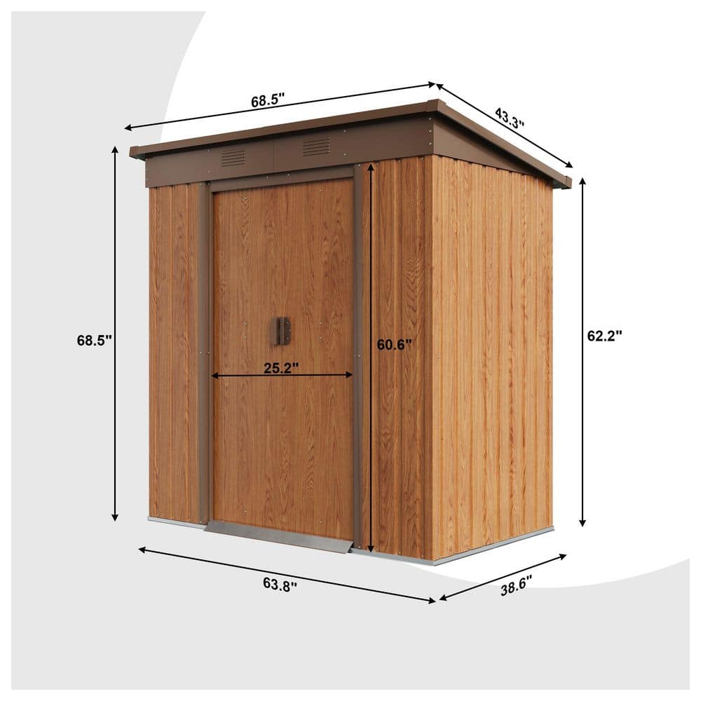 6 ft x 4 ft Brown Metal Lean-To Storage Shed