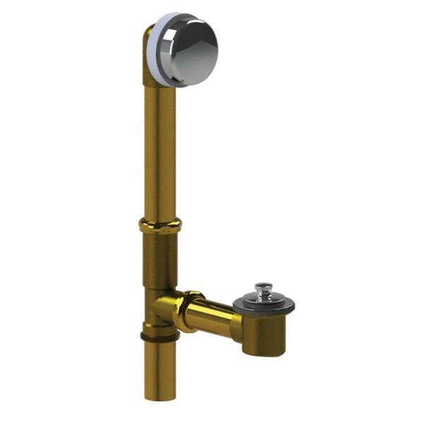 Watco 591 Series 16 in. Tubular Brass Bath Waste with Lift and Turn Bathtub Stopper in Chrome Plated