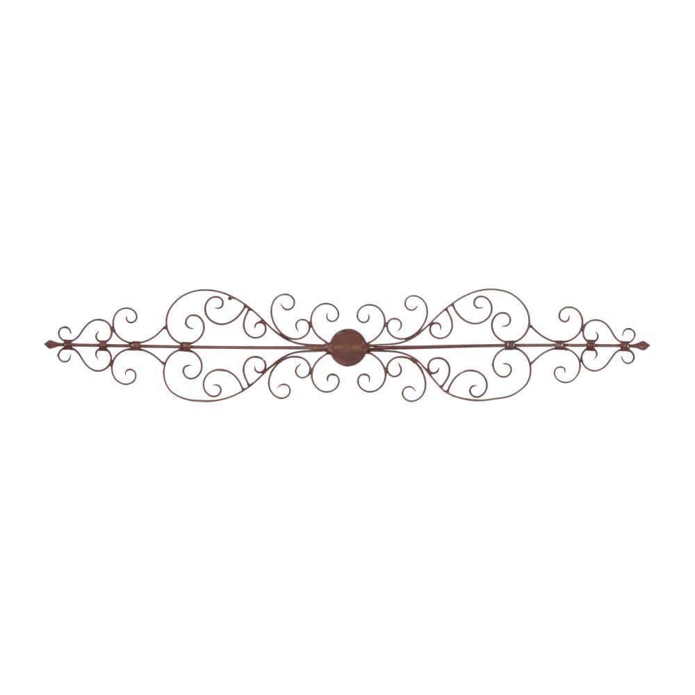 Rustic Brown Iron Scroll Wall Sculpture with Matte Finish