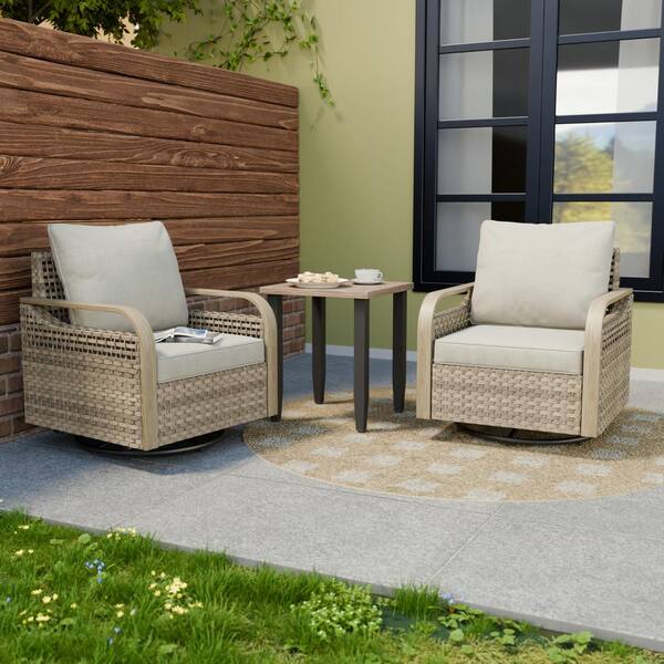 COOS BAY 3-Piece Brown Wicker Outdoor Conversation Set
