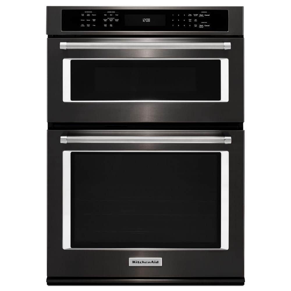 KitchenAid 30 in. Electric Even-Heat True Convection Wall Oven with Built-In Microwave in Black Stainless