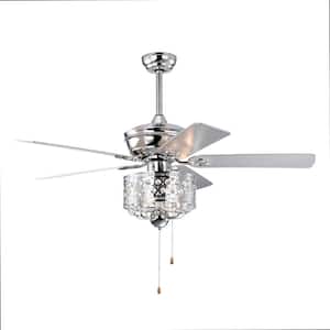 52 in. Smart Indoor Chrome Ceiling Fan with Integrated LED with Remote Control and Pull Chain(Bulb Not Included)