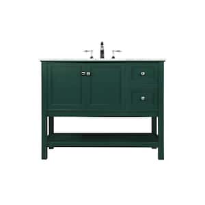 Simply Living 42 in. W x 22 in. D x 34 in. H Bath Vanity in Green with Carrara White Marble Top
