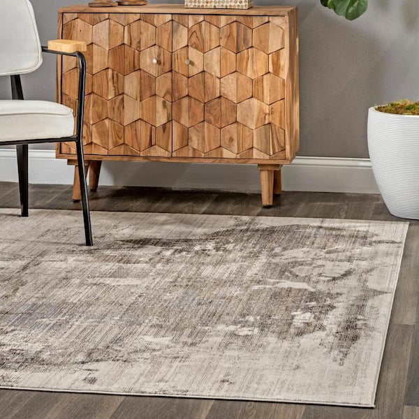 Abstract Rivera Light Brown 4 ft. x 6 ft. Area Rug