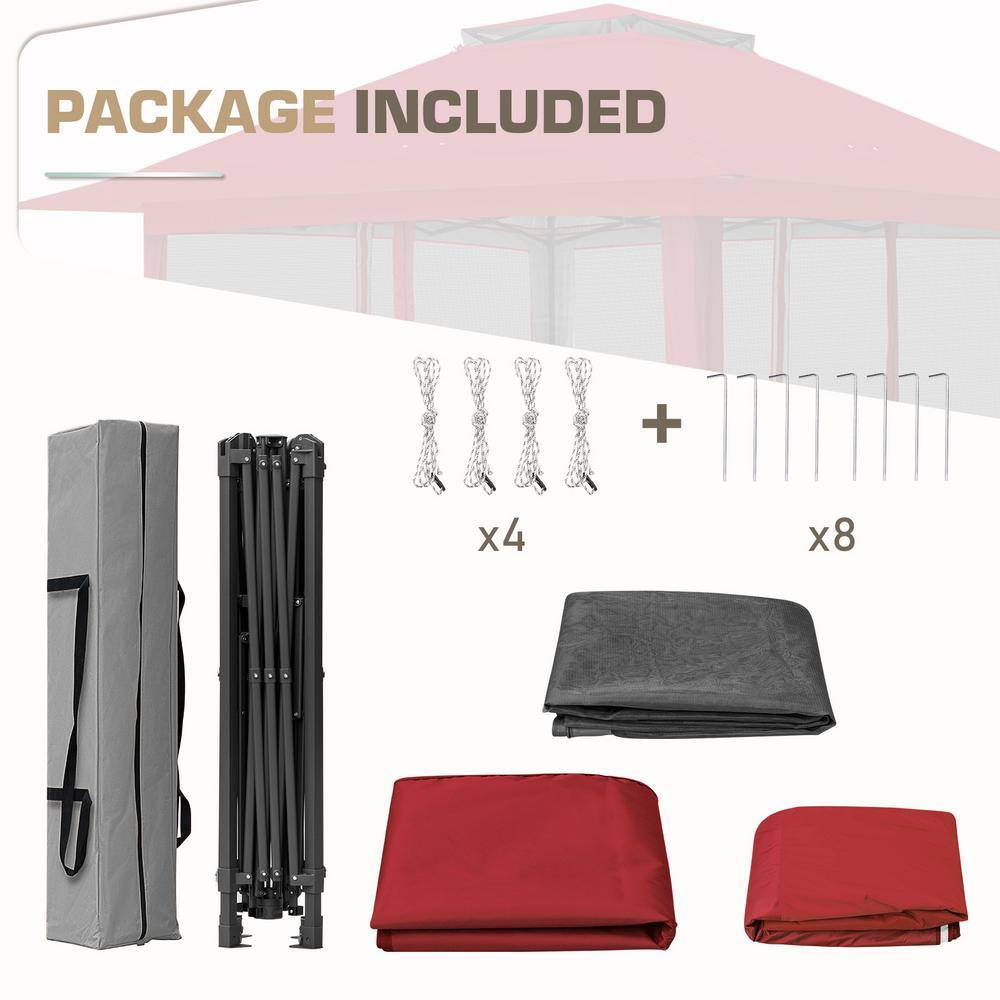 Eagle Peak Red Pop-Up Gazebo Tent with Mosquito Netting