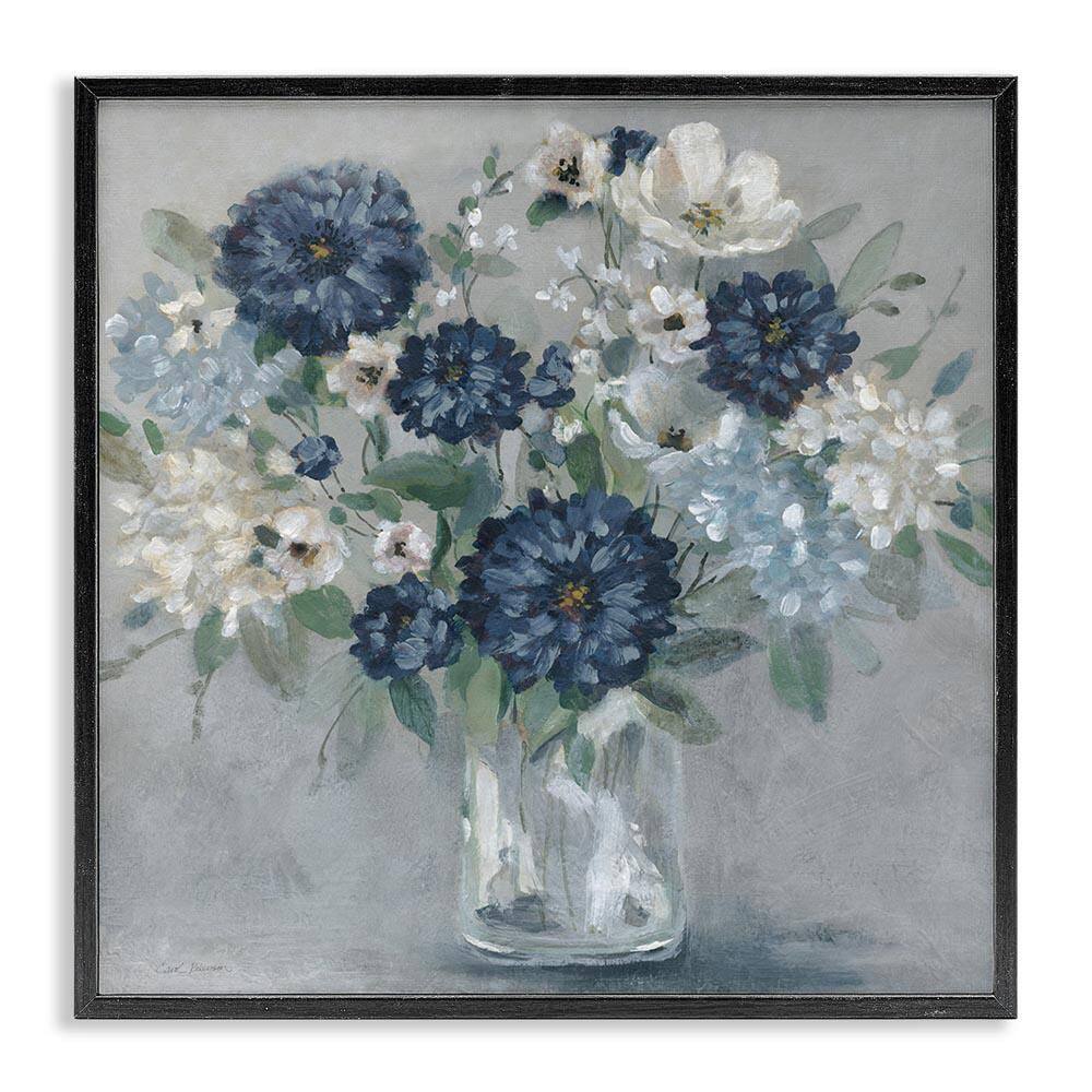 Blue Mums Mixed Bouquet by Carol Robinson Black Framed Nature Giclee Art Print 17 in. x 17 in. price history on PriceWatchPro