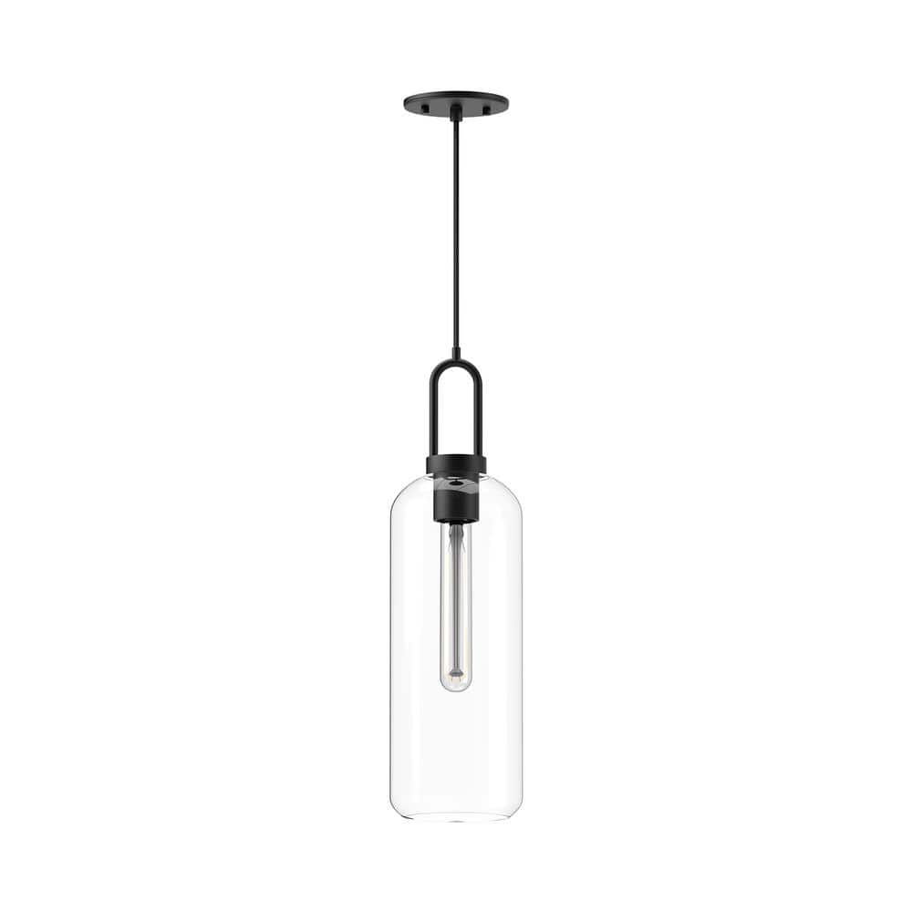 Soji Mini Matte Black & Clear Glass Pendant Light