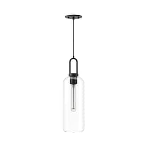 Soji 5 in. 1 Light 60-Watt Clear Glass/Matte Black Pendant Light