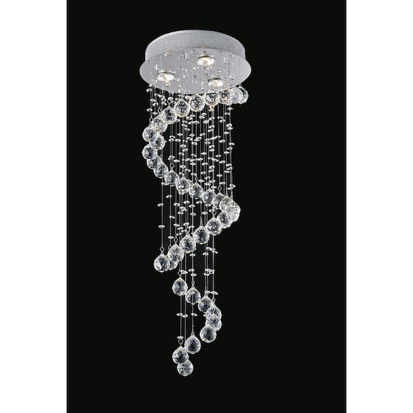 CWI Lighting Spiral 3 Light Flush Mount With Chrome Finish