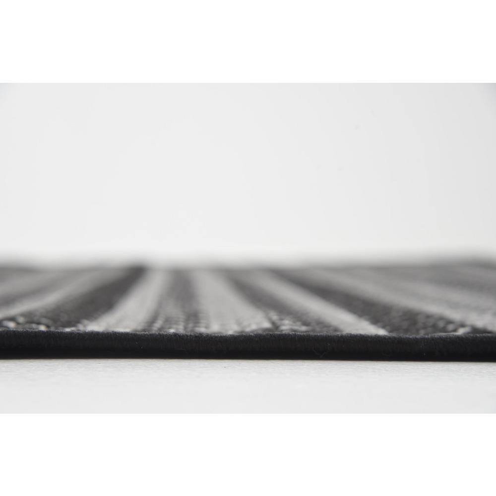 Gray Striped Synthetic 6' x 9' Outdoor Reversible Area Rug