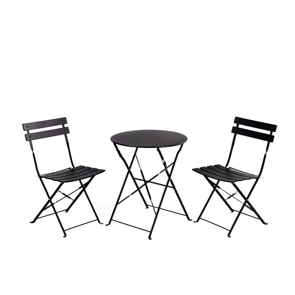 3-Piece Metal Outdoor Bistro Set in Black