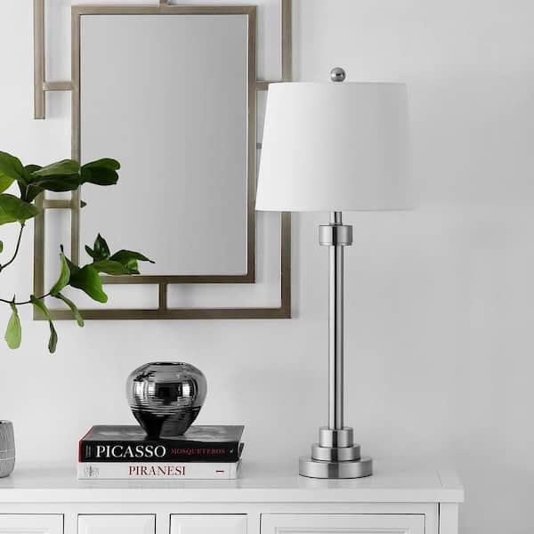 Baxter 30 in. Nickel Table Lamp with White Shade