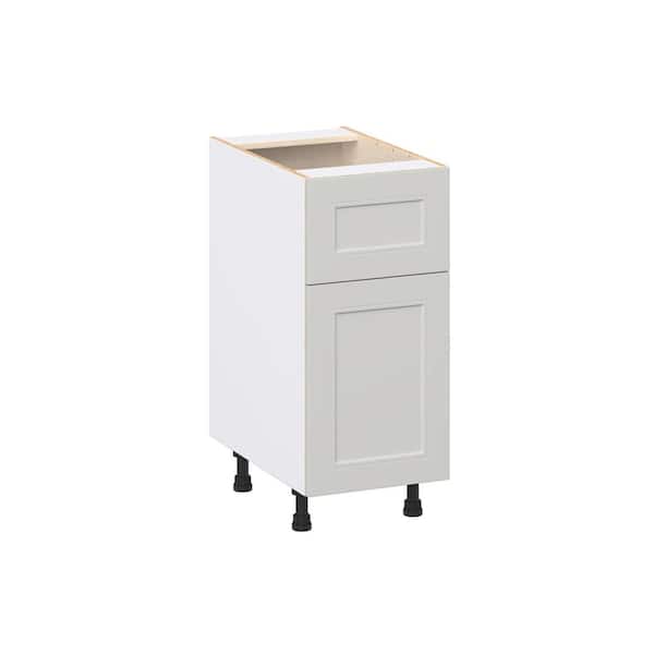 J COLLECTION Galveston 15 in. W x 24 in. D x 34.5 in. H Assembled Shaker Base Kitchen Cabinet in Light Grey with 10 in. Drawer