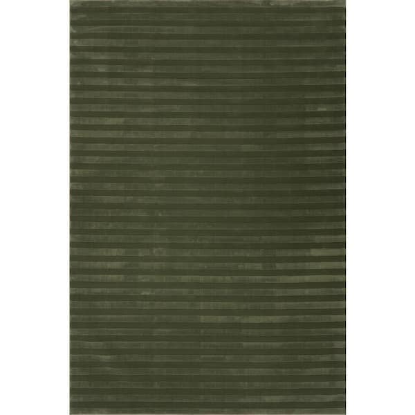 Valoria Striped Washable Area Green 9 ft. x 12 ft. Indoor Area Rug