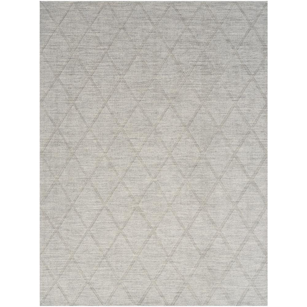 Handmade Gray Wool Geometric Rectangular Area Rug 5' x 7'