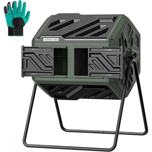 43 Gallon Compost Bin Outdoor, Fast Assemble Tumbling Composter, Dual Chamber Composter Tumbler