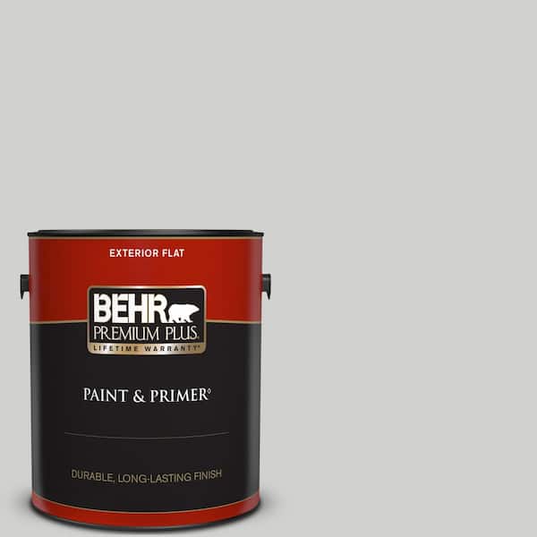 BEHR PREMIUM PLUS 1 gal. #N520-1 White Metal Flat Exterior Paint & Primer
