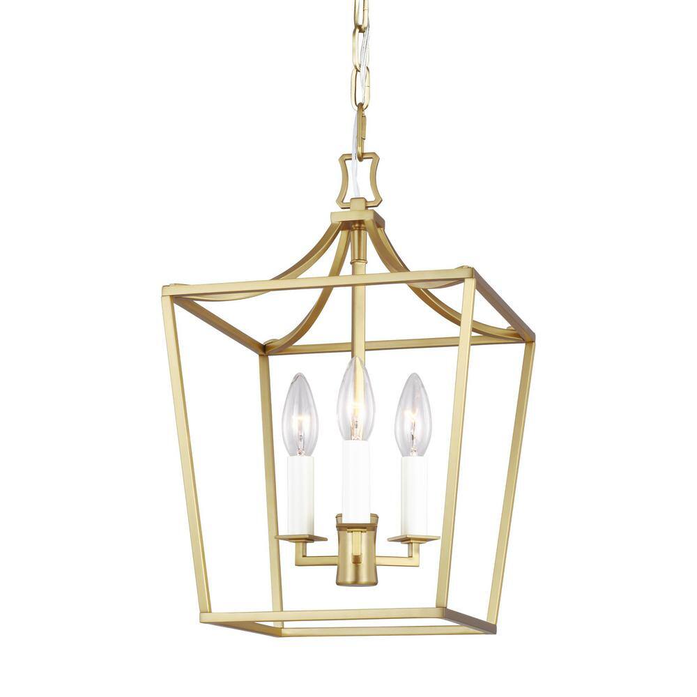 Burnished Brass Mini Geometric Lantern Chandelier