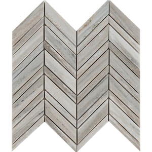 Take Home Tile Sample - Palisandro Chevron 4 in. x 4 in. Polished Marble Mosaic Tile