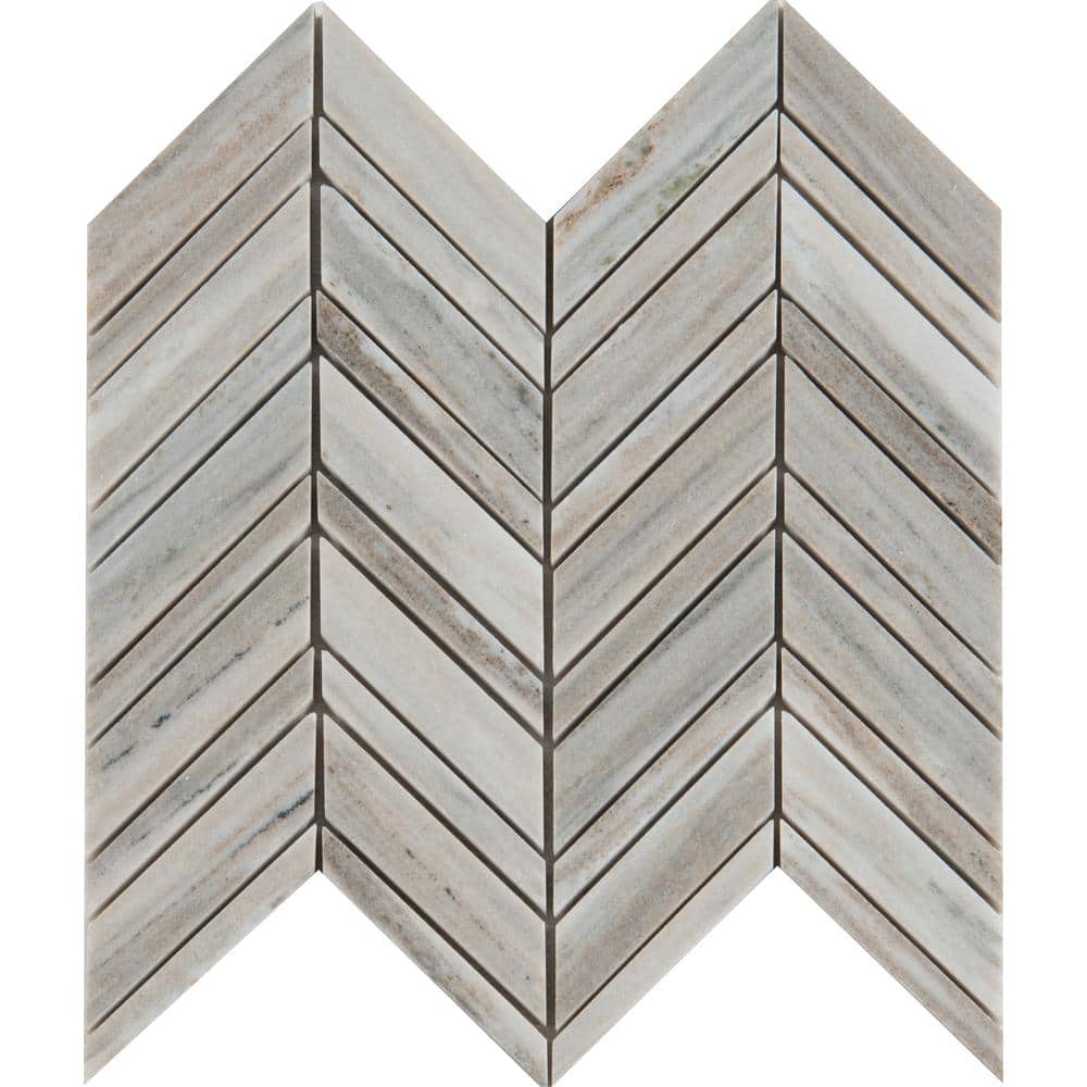 Palisandro Chevron 12 in. x 12 in. x 0.38 in. Polished Marble Mesh-Mounted Mosaic Floor and Wall Tile (10 sq. ft./Case) price history on PriceWatchPro