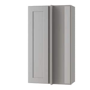 Tremont Pearl Gray Painted Plywood Shaker Assembled Blind Corner Kitchen Cabinet Sft Cls R 24 in W x 12 in D x 36 in H