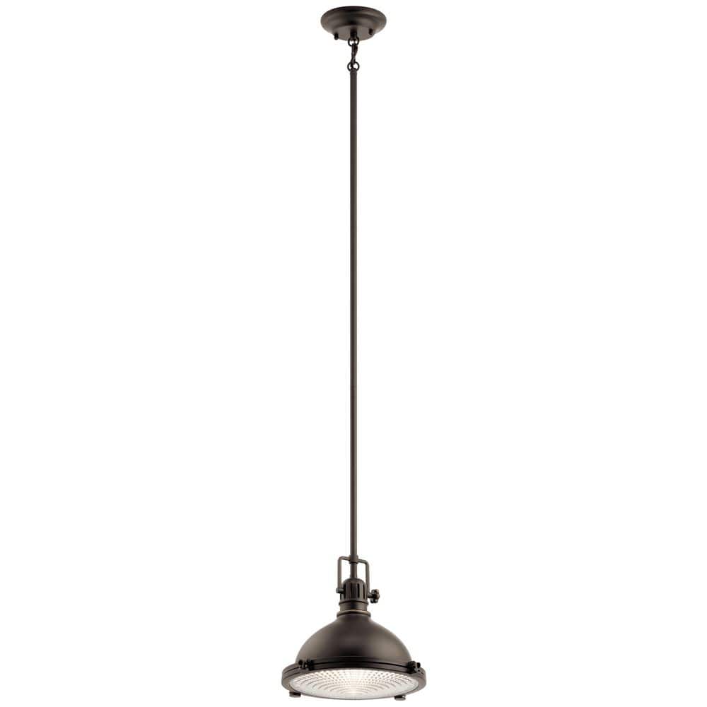 KICHLER Hatteras Bay 11 in. 1-Light Olde Bronze Vintage Industrial Shaded  Kitchen Pendant Hanging Light with Metal Shade 2665OZ - The Home Depot